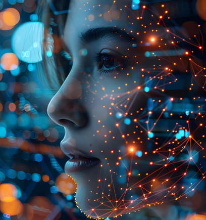 A woman (or AI) stares off into space