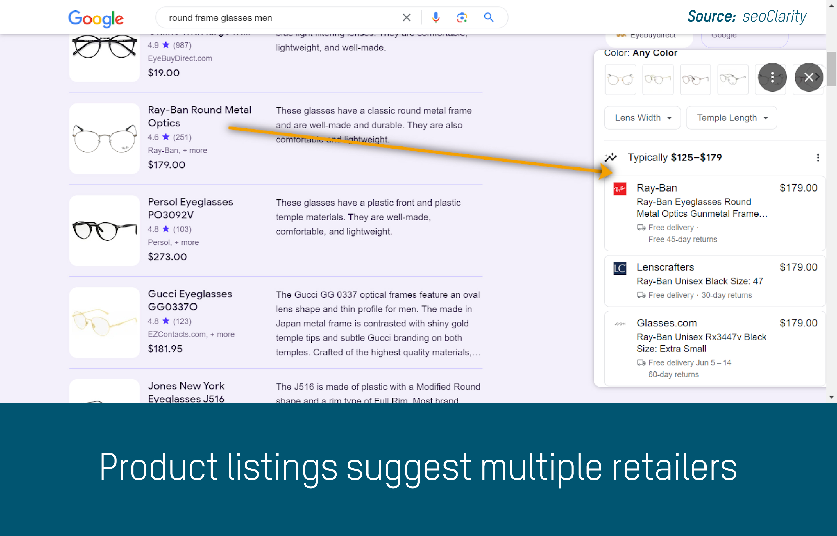Product listings suggest multiple retailers